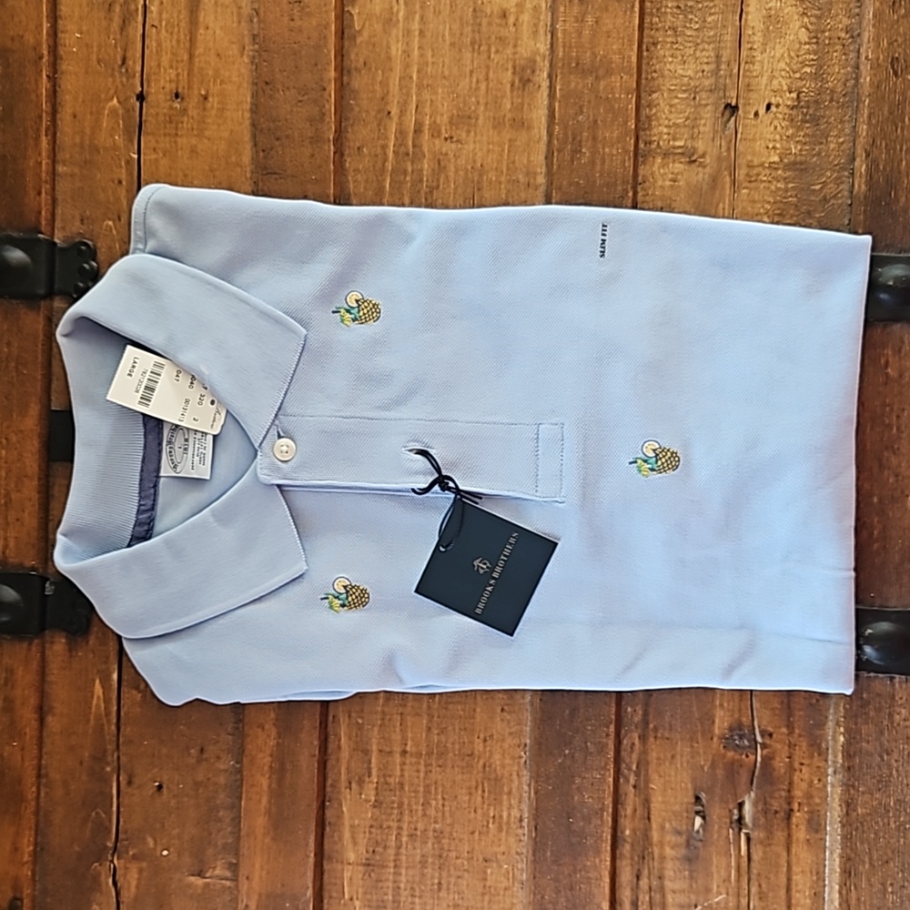 NWT Brooks Brothers Men's Golden Fleece Performance Pique Large Slim Fit Polo